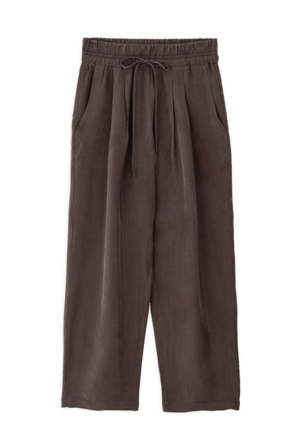 CUPRO PLEATED PANTS BROWN