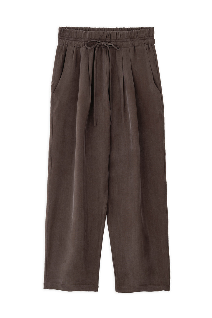 CUPRO PLEATED PANTS BROWN