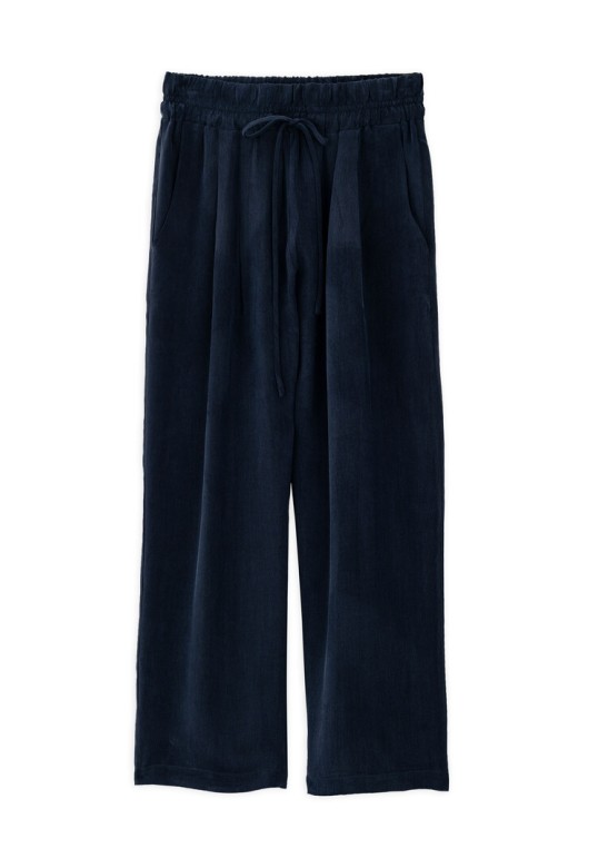 CUPRO PLEATED PANTS DARK BLUE