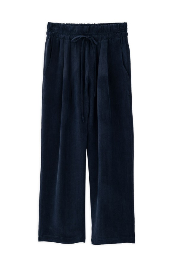 CUPRO PLEATED PANTS DARK BLUE