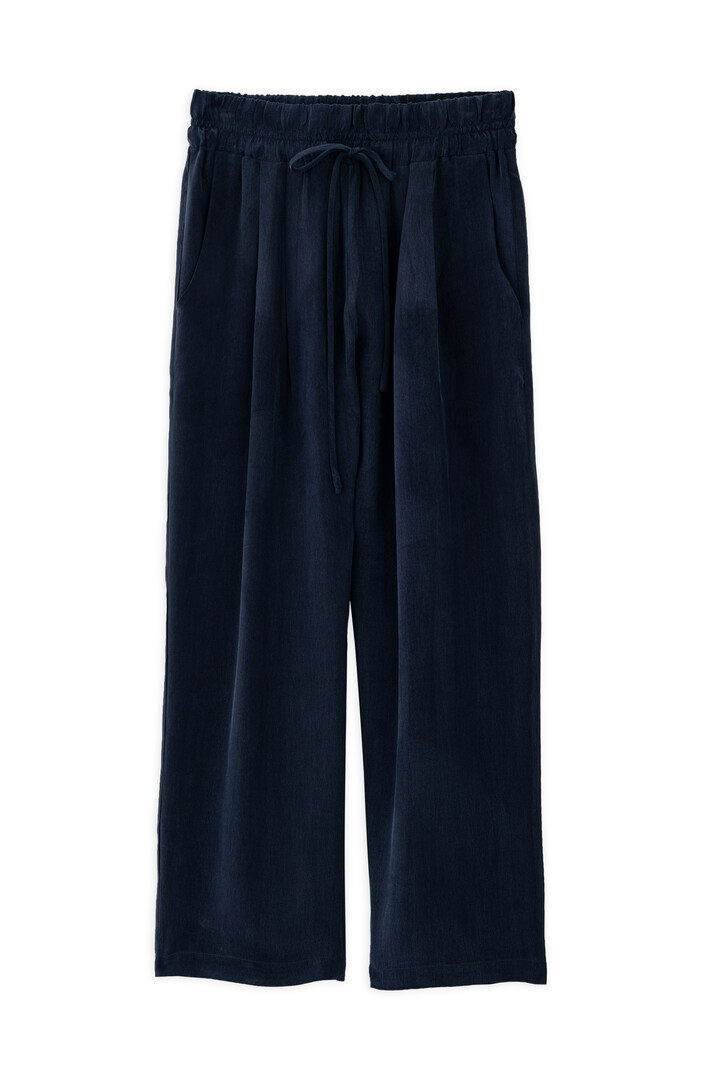 CUPRO PLEATED PANTS DARK BLUE