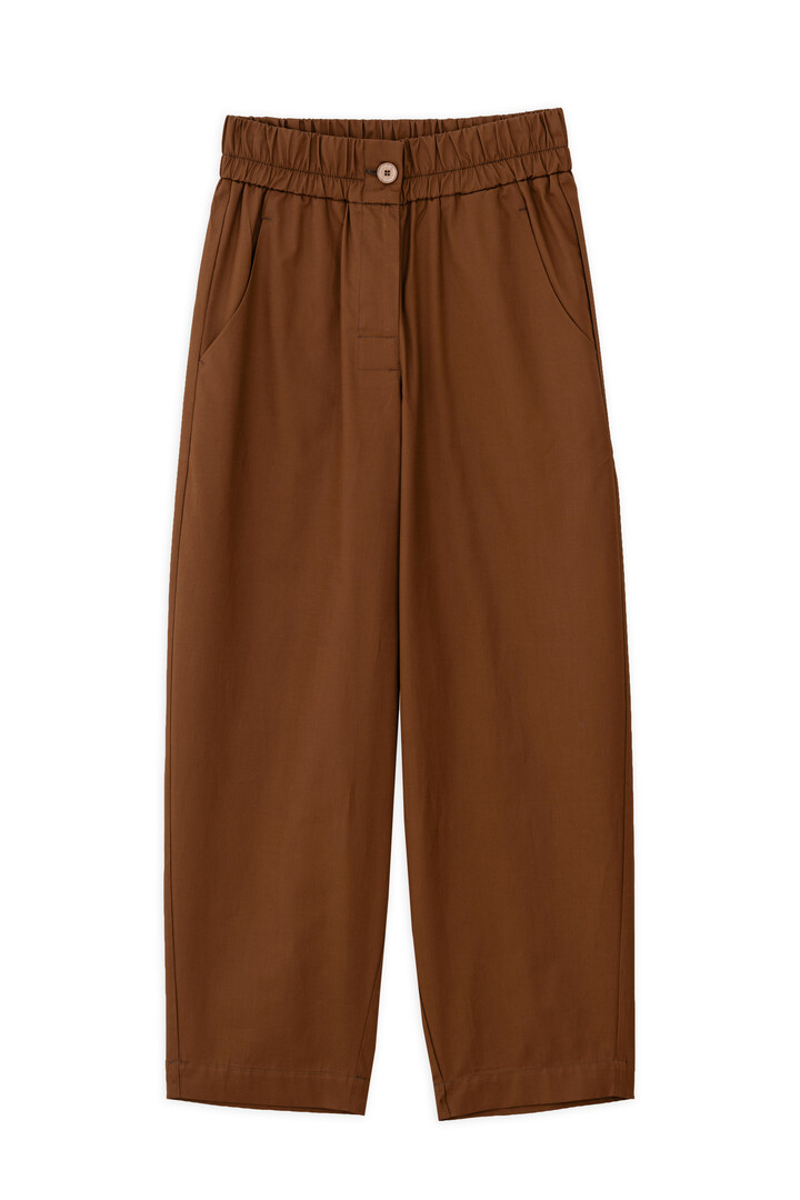 POPLIN BARREL PANTS BROWN