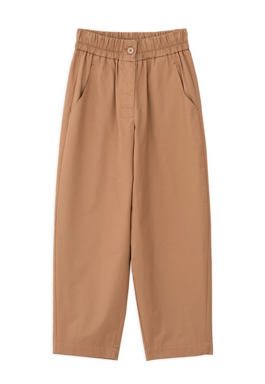 POPLIN BARREL PANTS CAMEL
