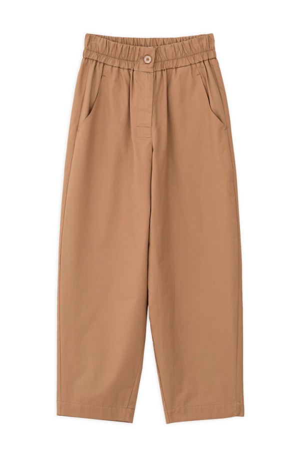 POPLIN BARREL PANTS CAMEL