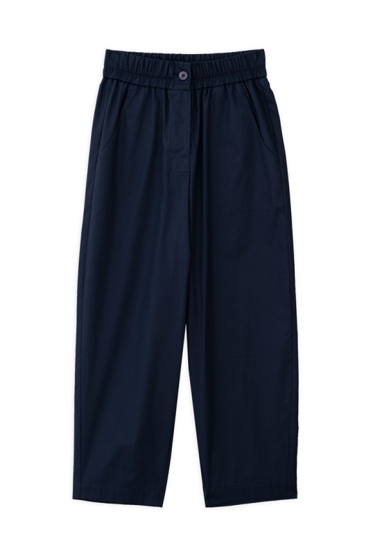 POPLIN BARREL PANTS DARK BLUE