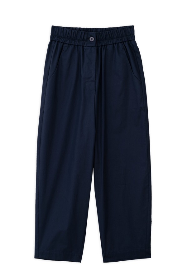 POPLIN BARREL PANTS DARK BLUE