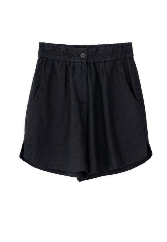 LINEN SHORTS BLACK