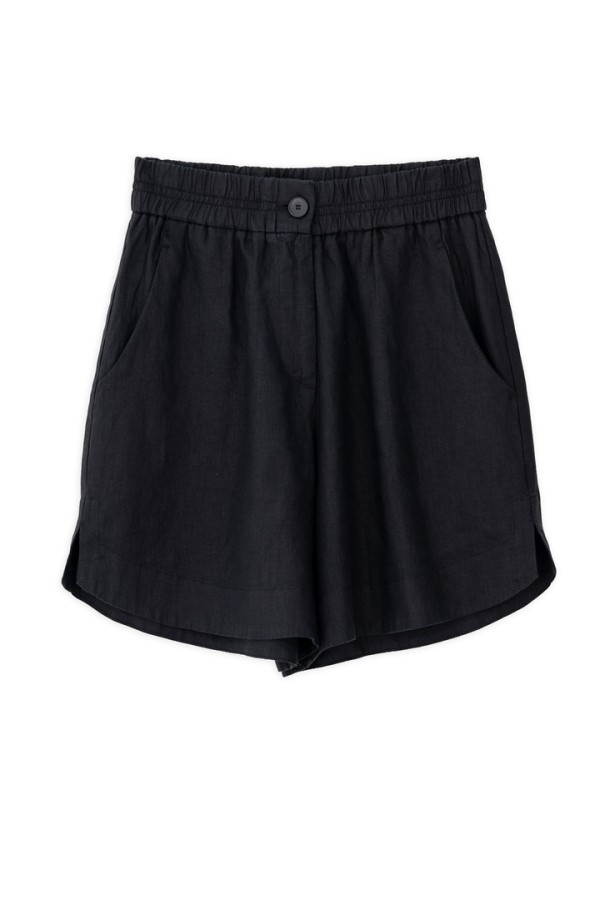 LINEN SHORTS BLACK