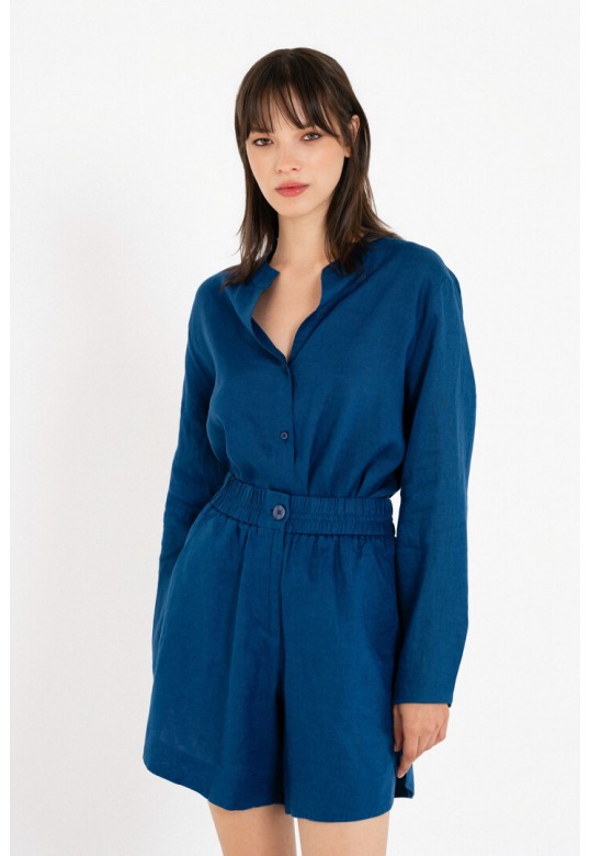 LINEN SHORTS BLUE