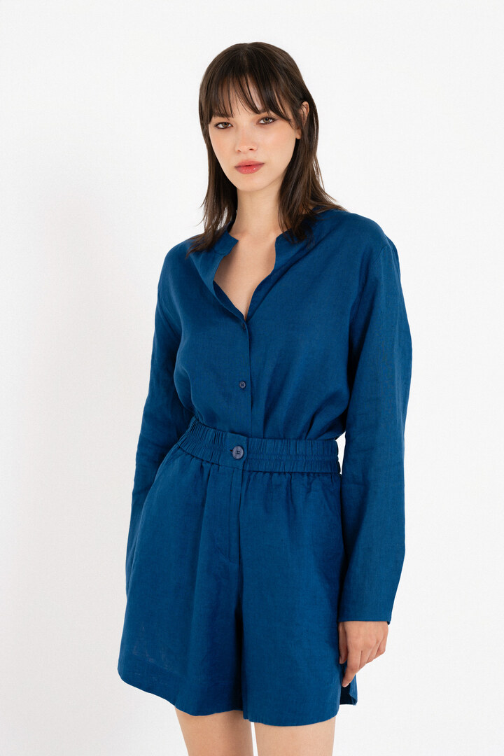 LINEN SHORTS BLUE