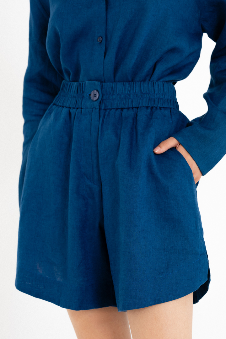 LINEN SHORTS BLUE