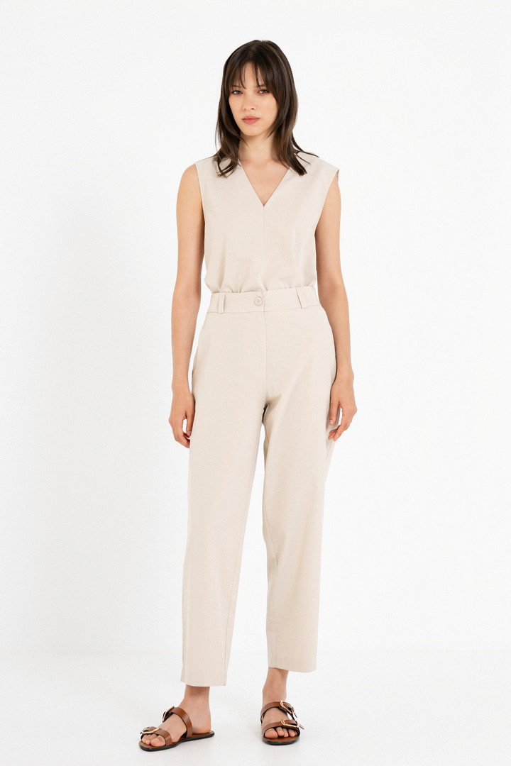 COTTON LYOCELL REGULAR PANTS LIGHT BEIGE