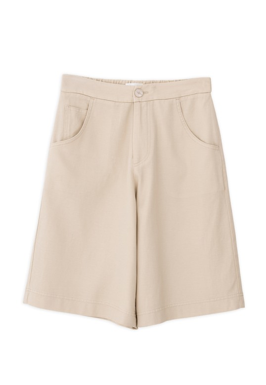 TWILL LINEN SHORTS LIGHT BEIGE