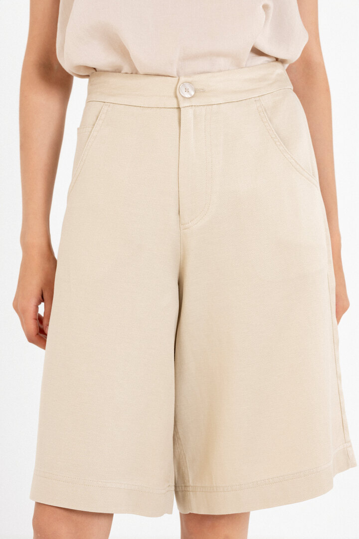 TWILL LINEN SHORTS LIGHT BEIGE