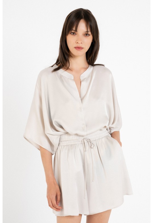 SATIN FINE ECOVERO SHORTS DUSTY WHITE