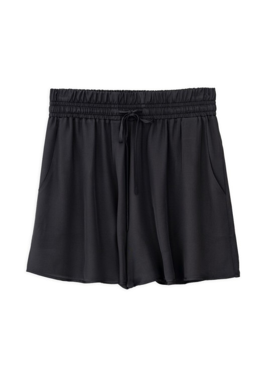 SATIN FINE ECOVERO SHORTS OFF BLACK