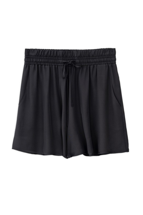 SATIN FINE ECOVERO SHORTS OFF BLACK