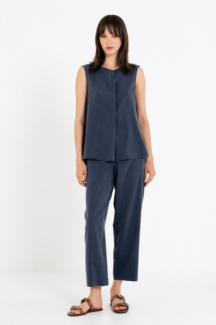 WASHED TENCEL LOOSE PANTS DARK BLUE