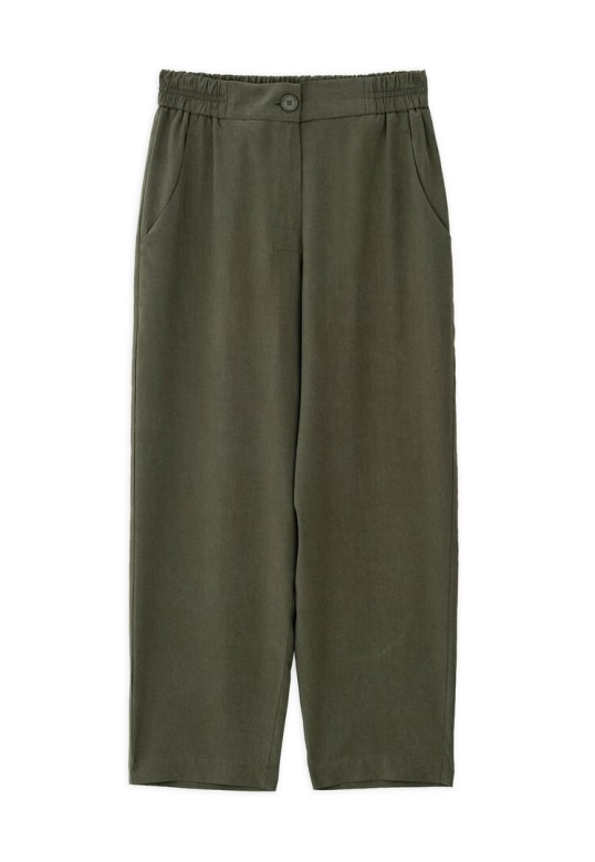 WASHED TENCEL LOOSE PANTS DARK GREEN