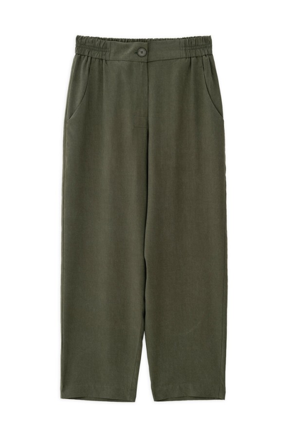 WASHED TENCEL LOOSE PANTS DARK GREEN