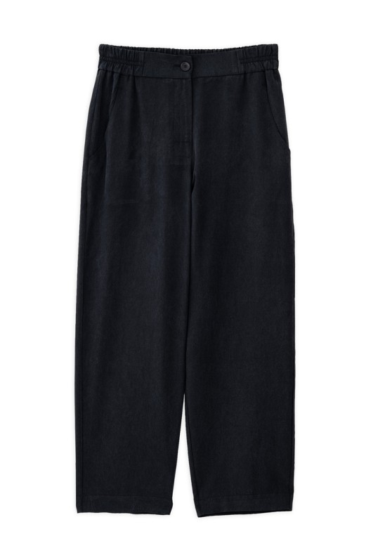 WASHED TENCEL LOOSE PANTS OFF BLACK