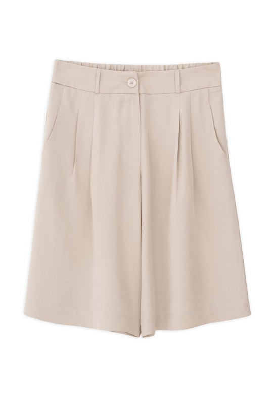 LYOCELL PLEATED SHORTS LIGHT BEIGE