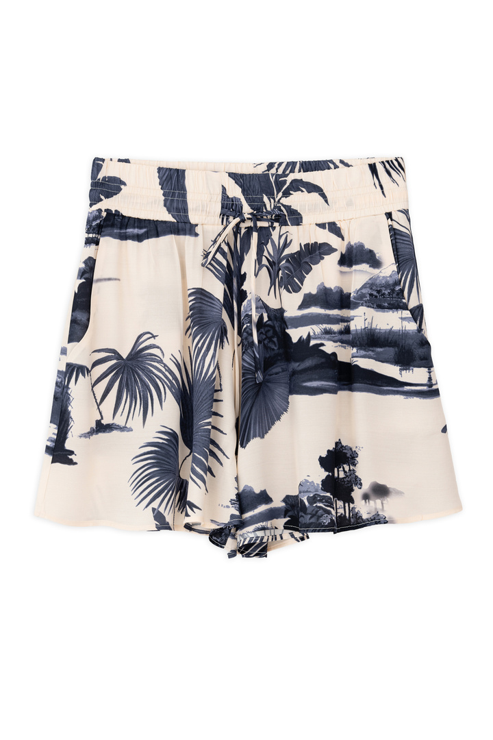 SATIN PRINT SHORTS DARK BLUE
