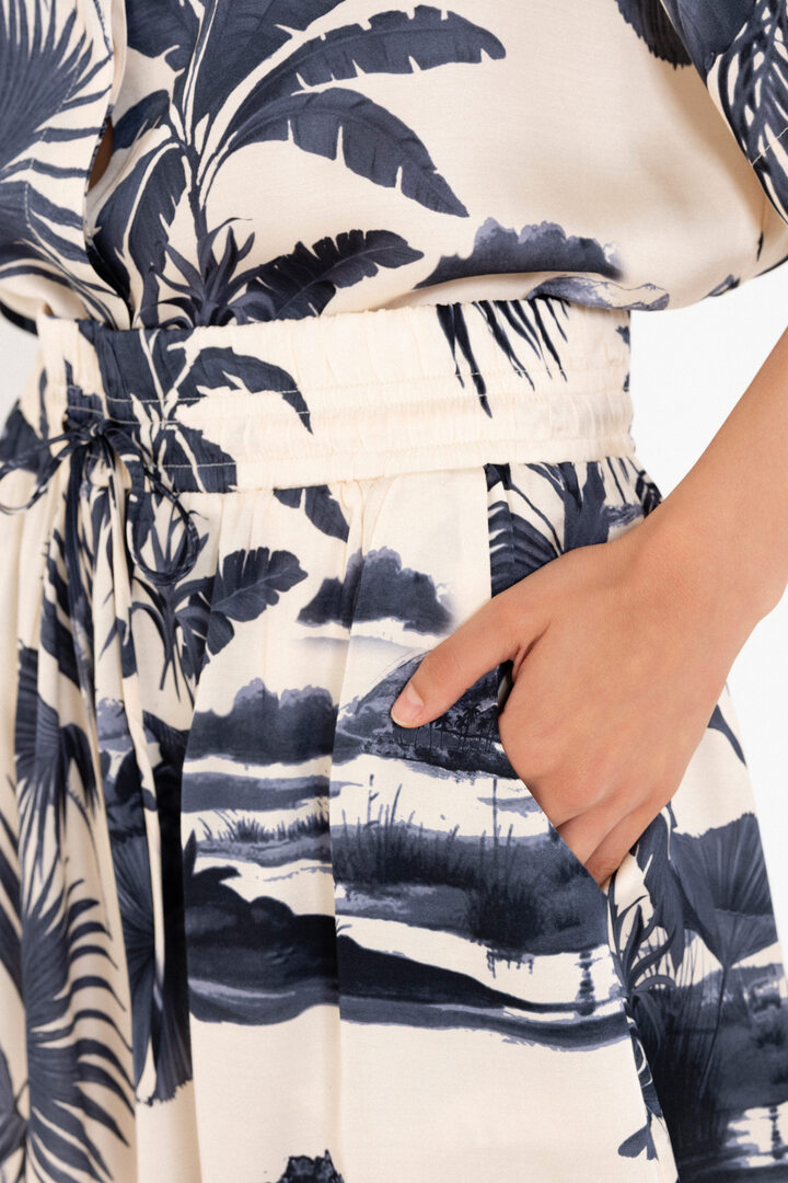 SATIN PRINT SHORTS DARK BLUE