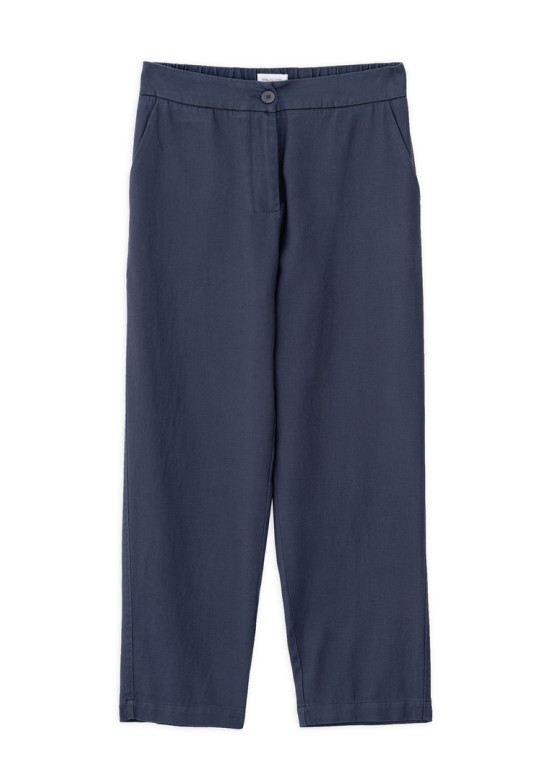 TWILL LINEN REGULAR PANTS BLUE