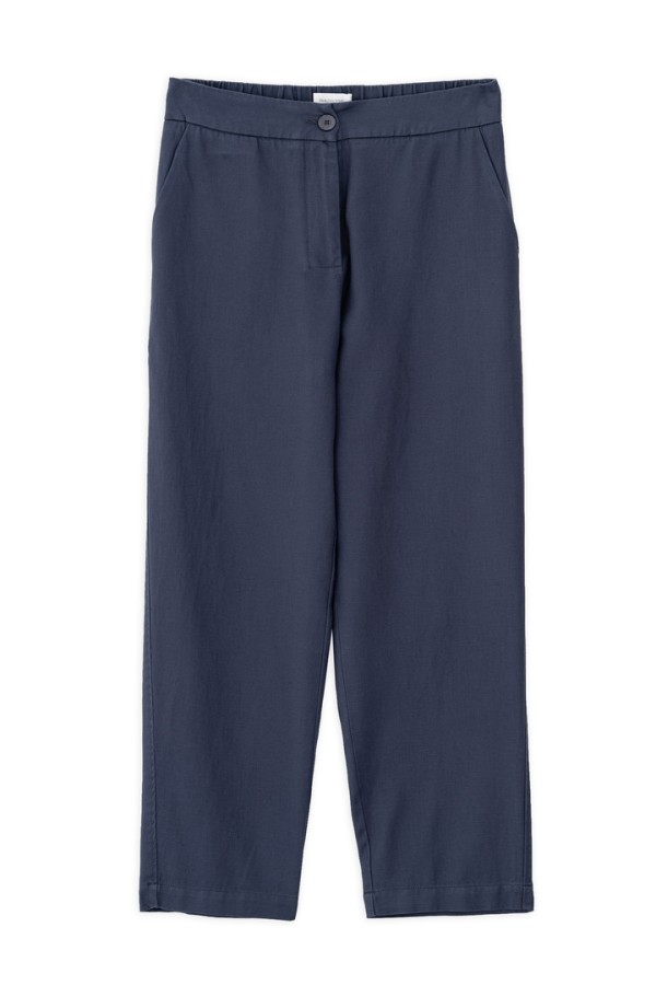 TWILL LINEN REGULAR PANTS BLUE