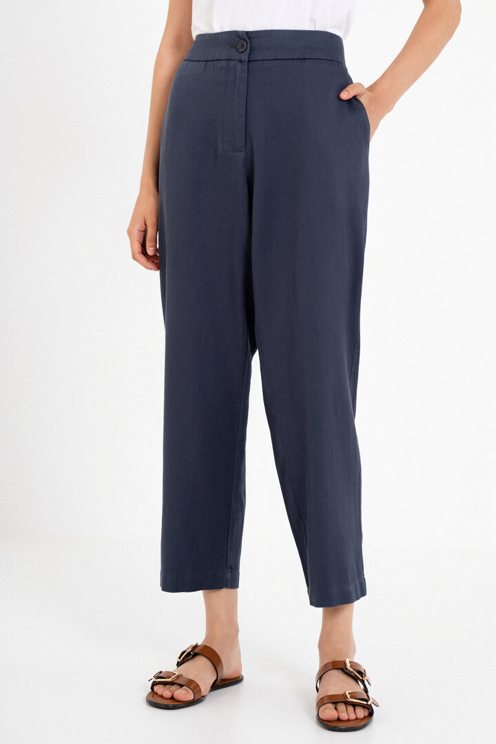 TWILL LINEN REGULAR PANTS BLUE