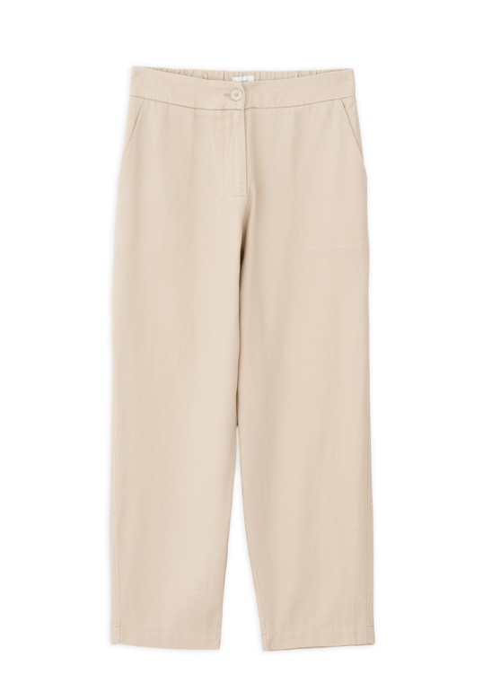 TWILL LINEN REGULAR PANTS LIGHT BEIGE