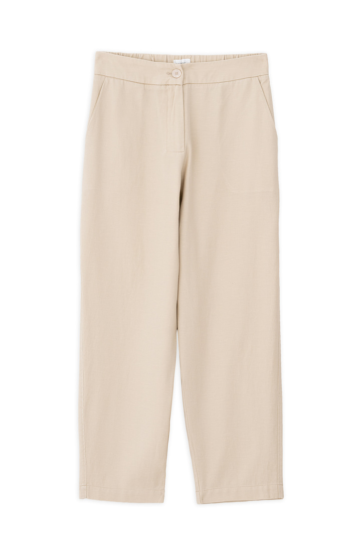 TWILL LINEN REGULAR PANTS LIGHT BEIGE