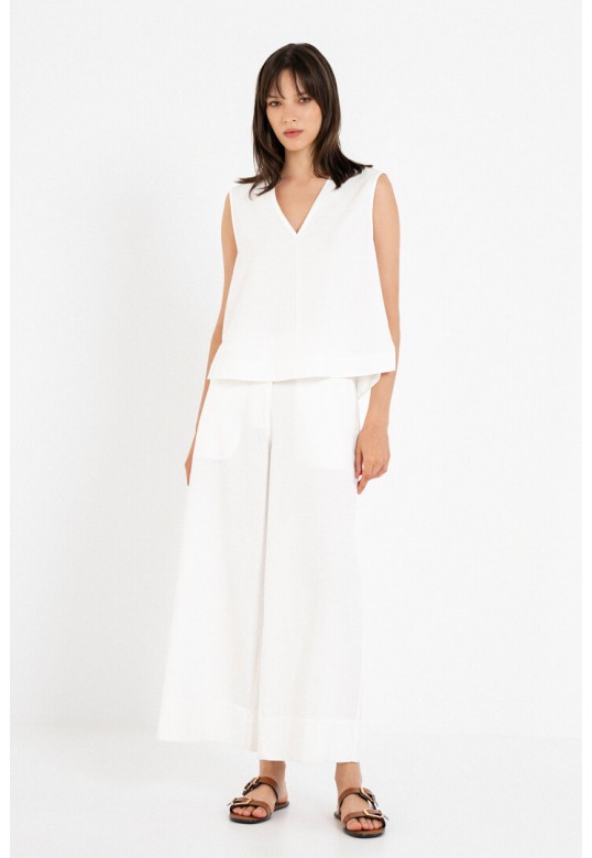 COTTON LYOCELL JUPE CULOTTE OFF WHITE