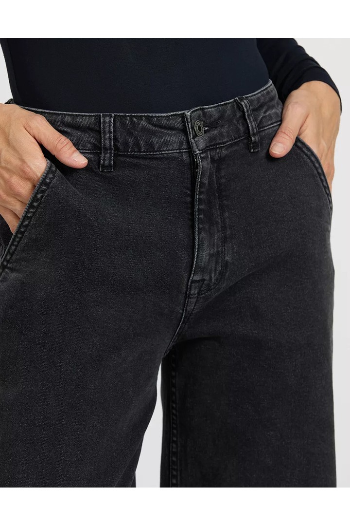 WIDE DENIM POM BLACK