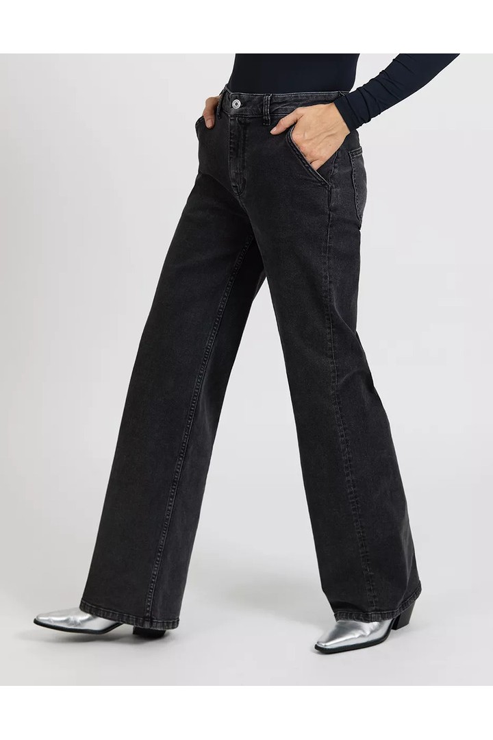 WIDE DENIM POM BLACK