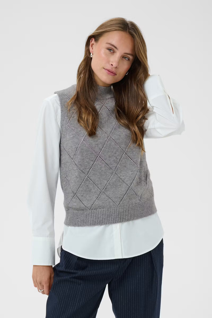 TheresaSZ Waistcoat Mist Grey Melange