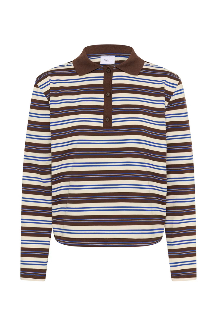 TatySZ Poloshirt Chocolate Brown Blue Stripes