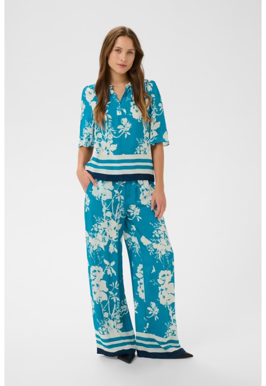 RashedaSZ Blouse Vallarta Blue Flower Bouquet