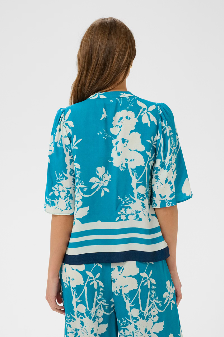 RashedaSZ Blouse Vallarta Blue Flower Bouquet