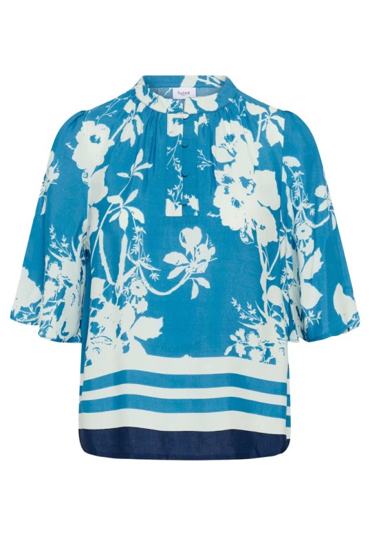 RashedaSZ Blouse Vallarta Blue Flower Bouquet