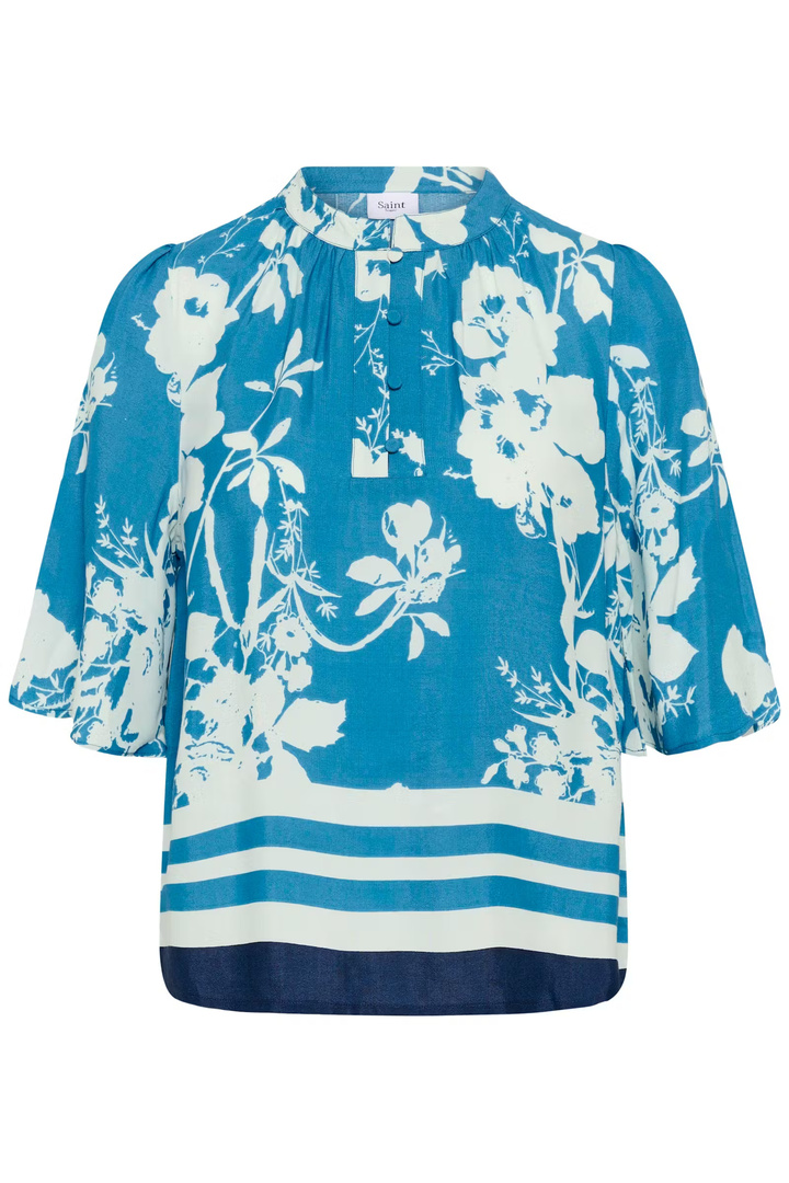 RashedaSZ Blouse Vallarta Blue Flower Bouquet