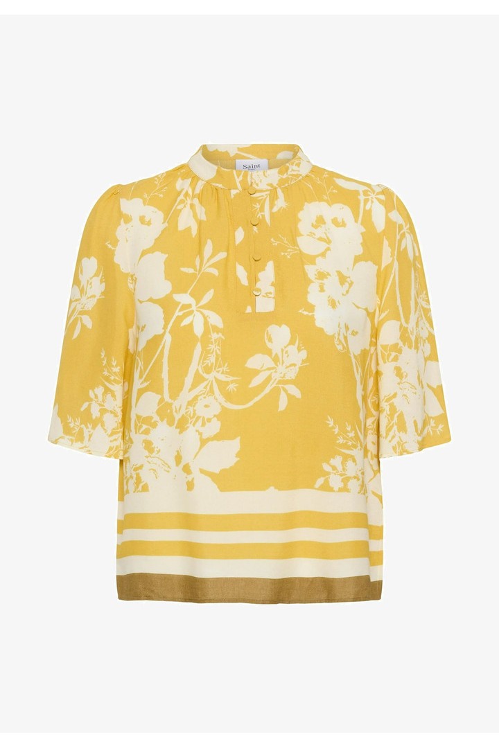 RashedaSZ Blouse Golden Apricot Flower Bouquet