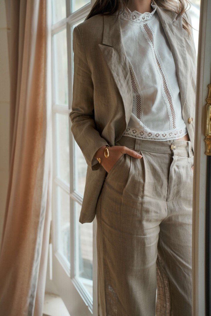 Linen trousers S26141134 beige