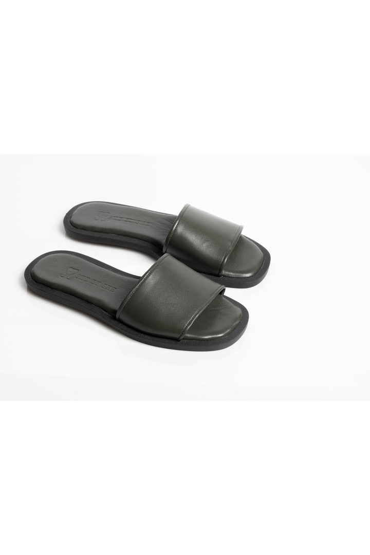 FLAT SANDALS LEATHER GREY