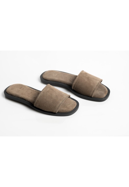 FLAT SANDALS SUEDE TAUPE