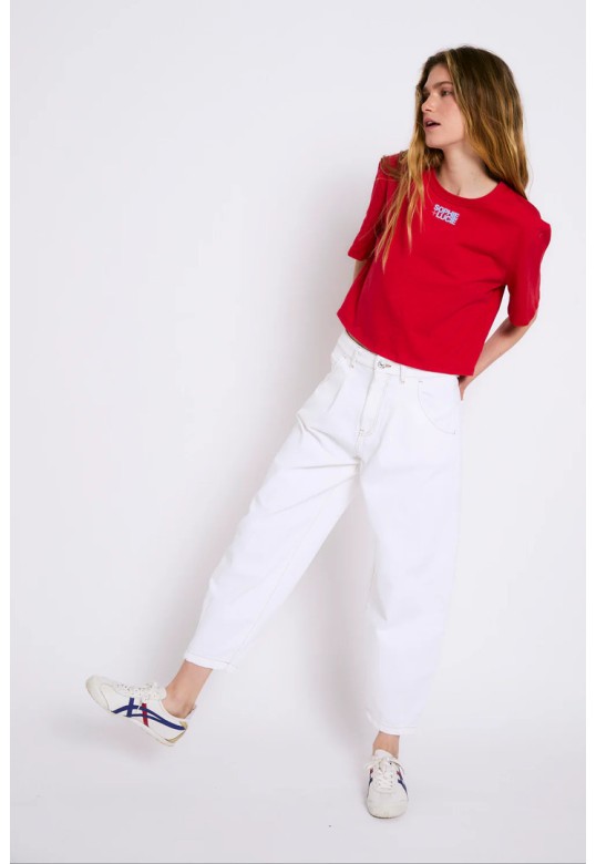 BOYFRIEND TWILL ECRU JEANS