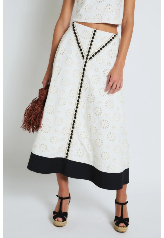 MOIRA DIE CUT ECRU SKIRT