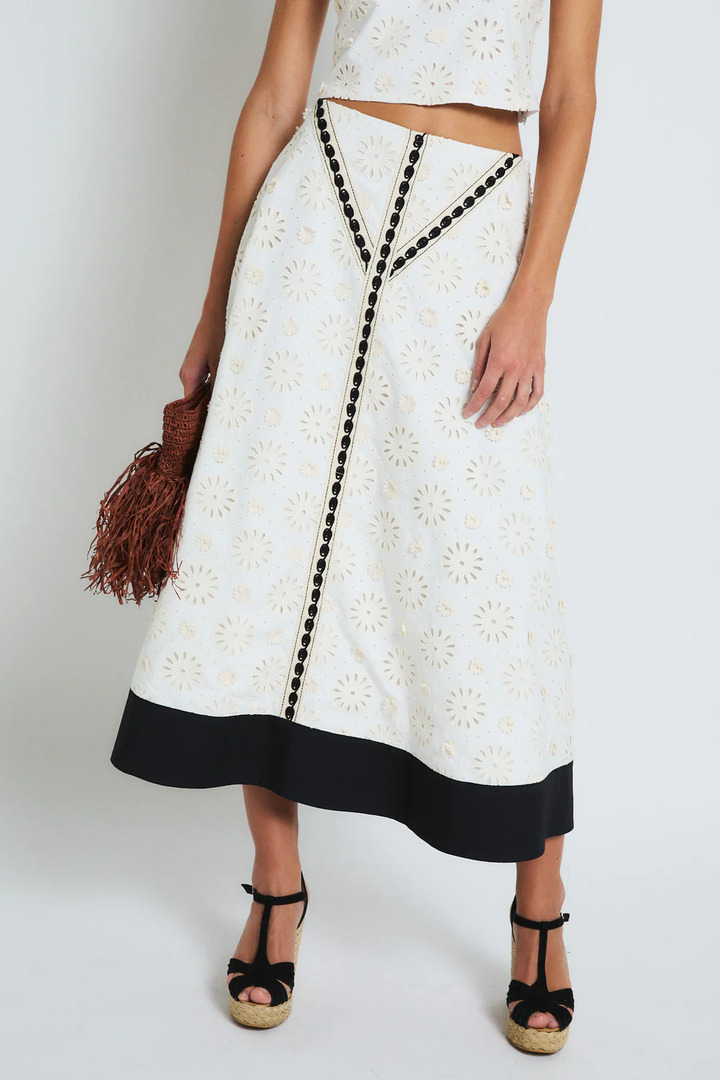 MOIRA DIE CUT ECRU SKIRT