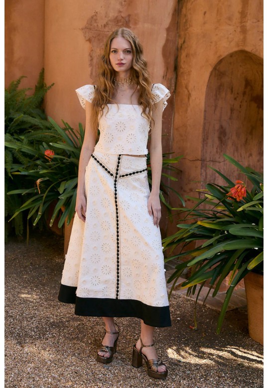 MOIRA DIE CUT ECRU SKIRT